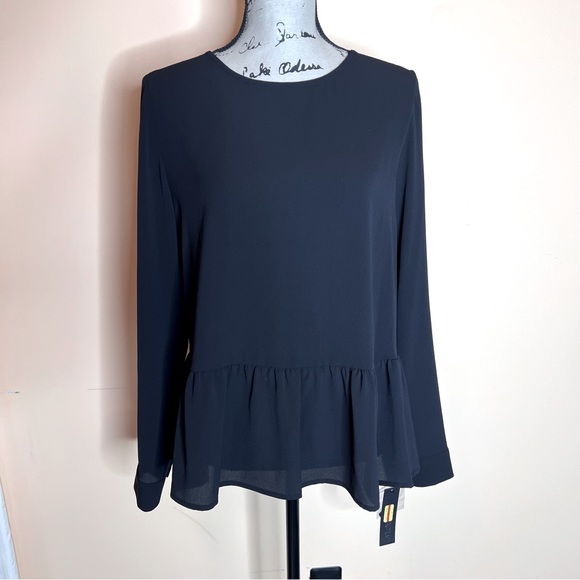 ($36) Apt 9 NWT black ruffle bottom top - Picture 1 of 7